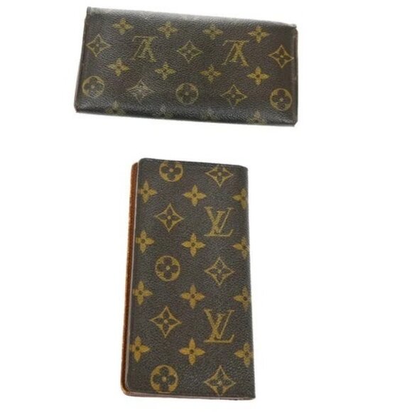 LOUIS VUITTON LV Logo 2 Set Bifold Wallet Monogram Leather Brown 02TA216 - Picture 2 of 9